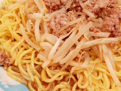 流水麺と電子レンジで(^^)ひき肉ともやしの冷麺♪